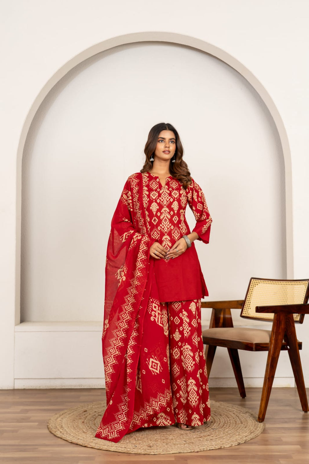 Geometric Printed Kurta Sharara with Dupatta Set