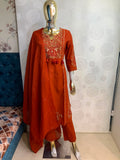 Embroidered Straight Kurta Pant with Dupatta Set