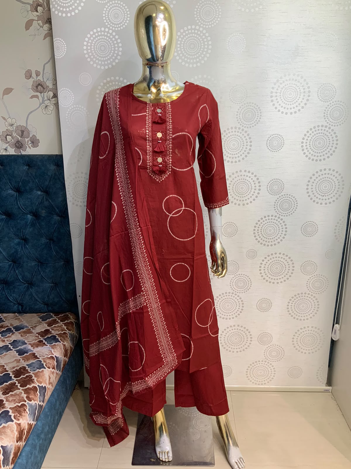 Printed Straight Kurta Pant with Dupatta Set