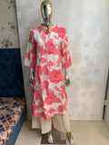 Floral Printed Cotton Kurta with Solid Pant Set