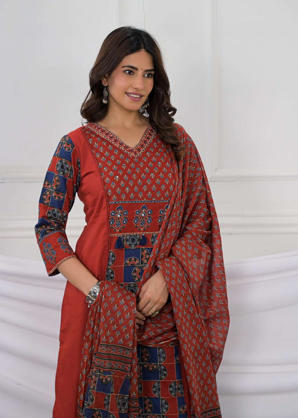 Printed Anarkali Kurta Palazzo with Dupatta Set