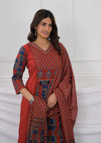 Printed Anarkali Kurta Palazzo with Dupatta Set