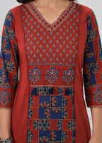 Printed Anarkali Kurta Palazzo with Dupatta Set