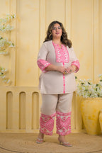 2-Piece Embroidered Cotton Tunic & Palazzo Co-Ord Set