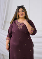 Embroidered Cotton Flex Sweetheart Neck Kurta & Pant Set