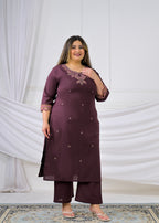 Embroidered Cotton Flex Sweetheart Neck Kurta & Pant Set