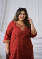 Embroidered Cotton Flex Sweetheart Neck Kurta & Pant Set