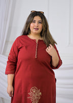 2-Piece Potli Button Embroidered Kurti Pant Set