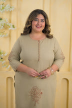 2-Piece Potli Button Embroidered Kurti Pant Set