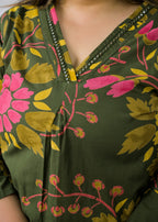 2-Piece Floral Printed High-Low Kurta and Pant Set with Pockets
