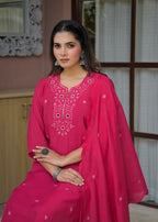Mirror Embroidered Straight Kurta Suit Set