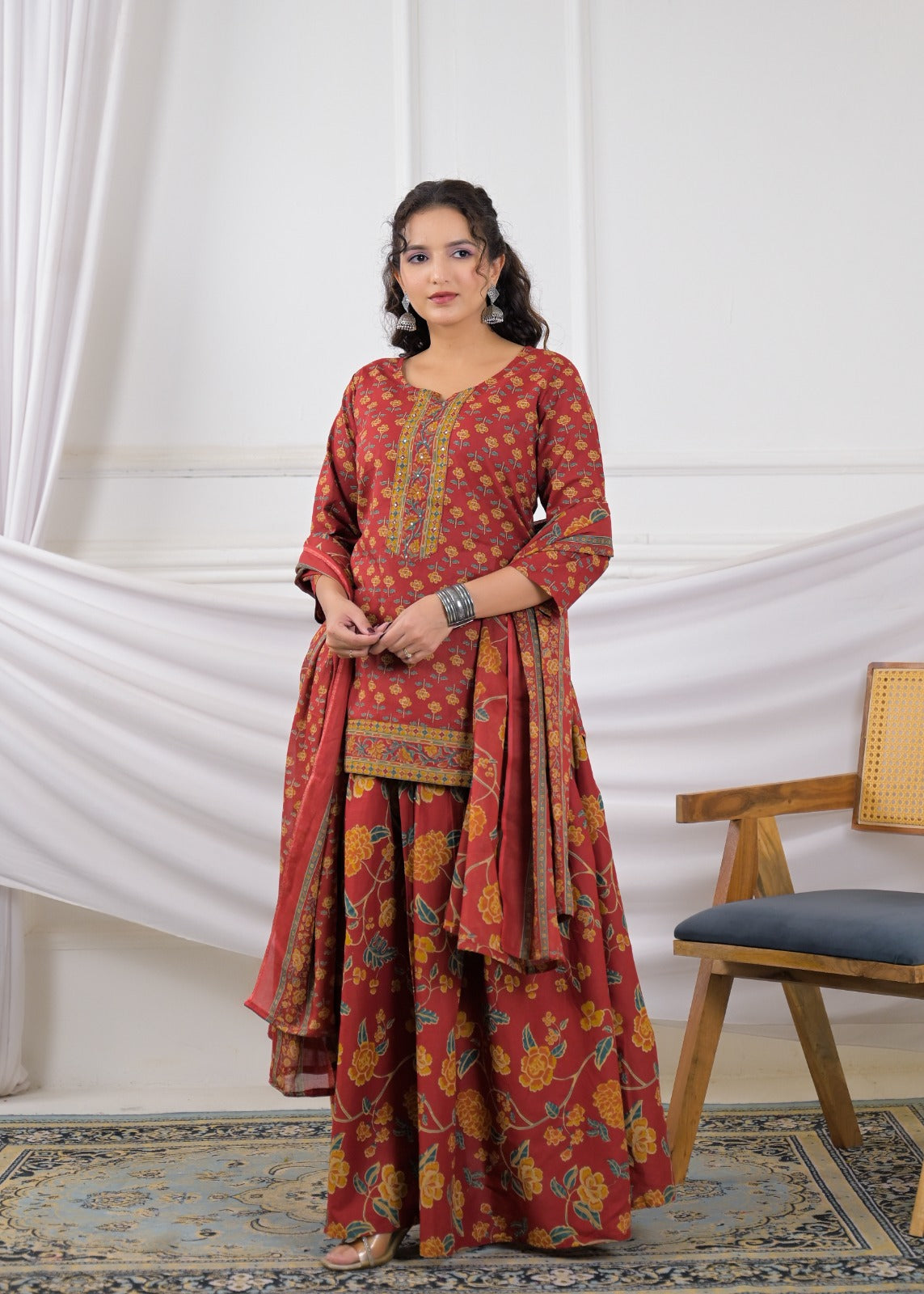 Floral Printed Sharara Suit Set