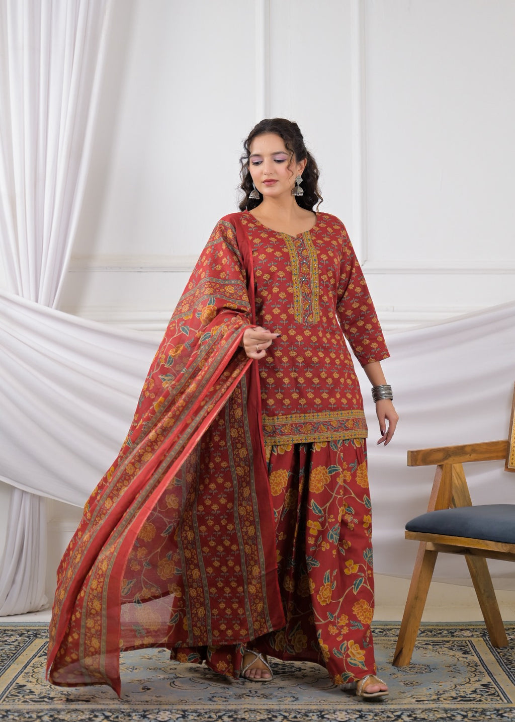 Floral Printed Sharara Suit Set