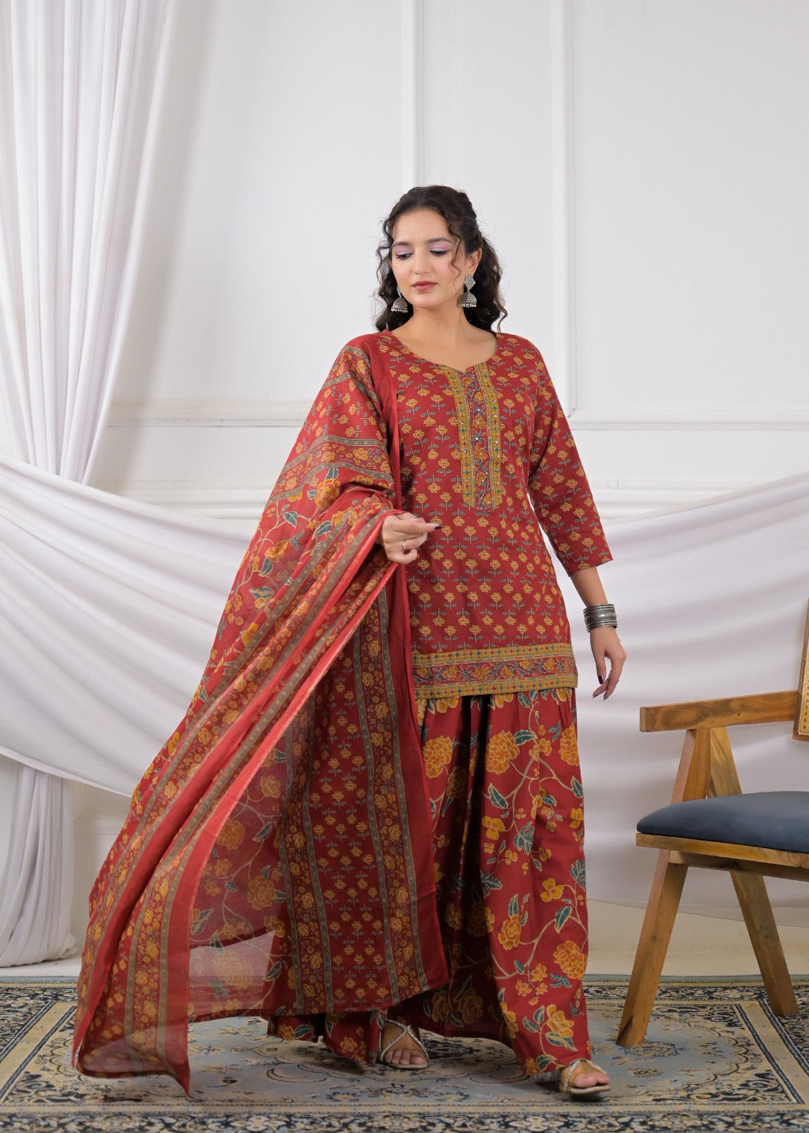 Floral Printed Sharara Suit Set