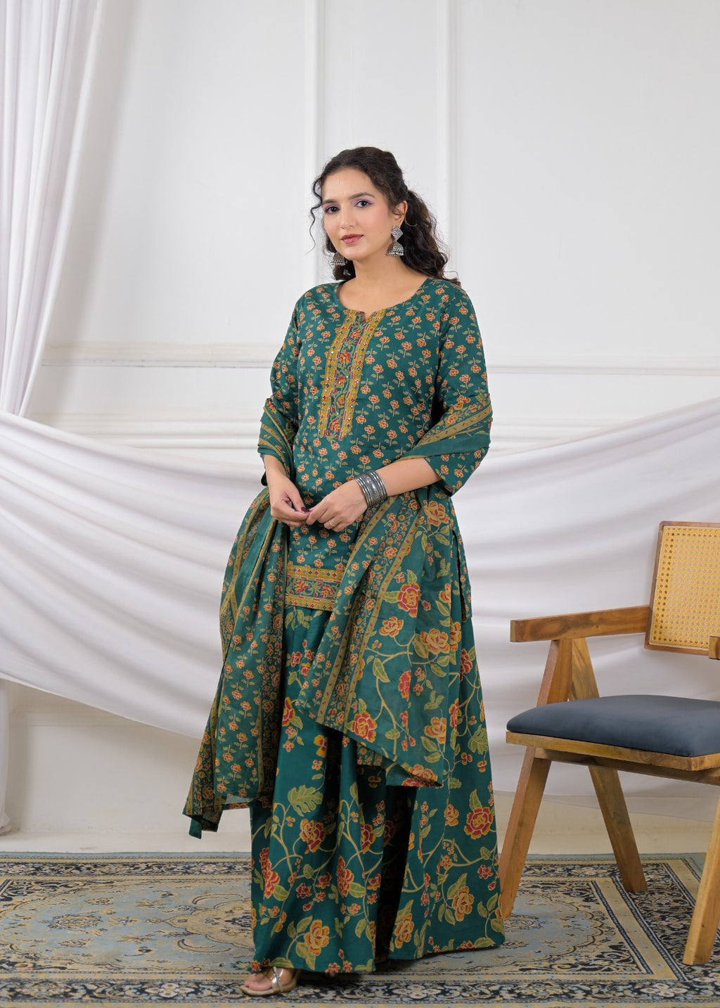 Floral Printed Sharara Suit Set