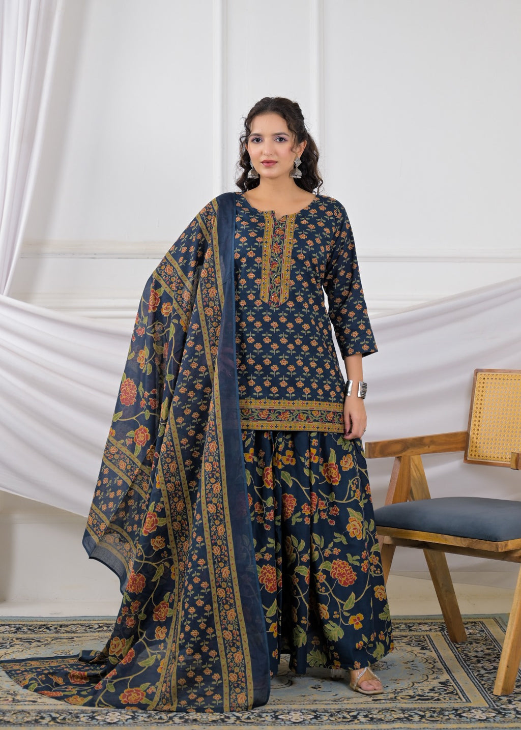 Floral Printed Sharara Suit Set