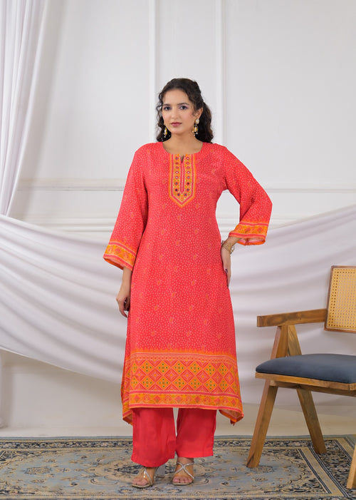 Bandhani Print Kurta Set