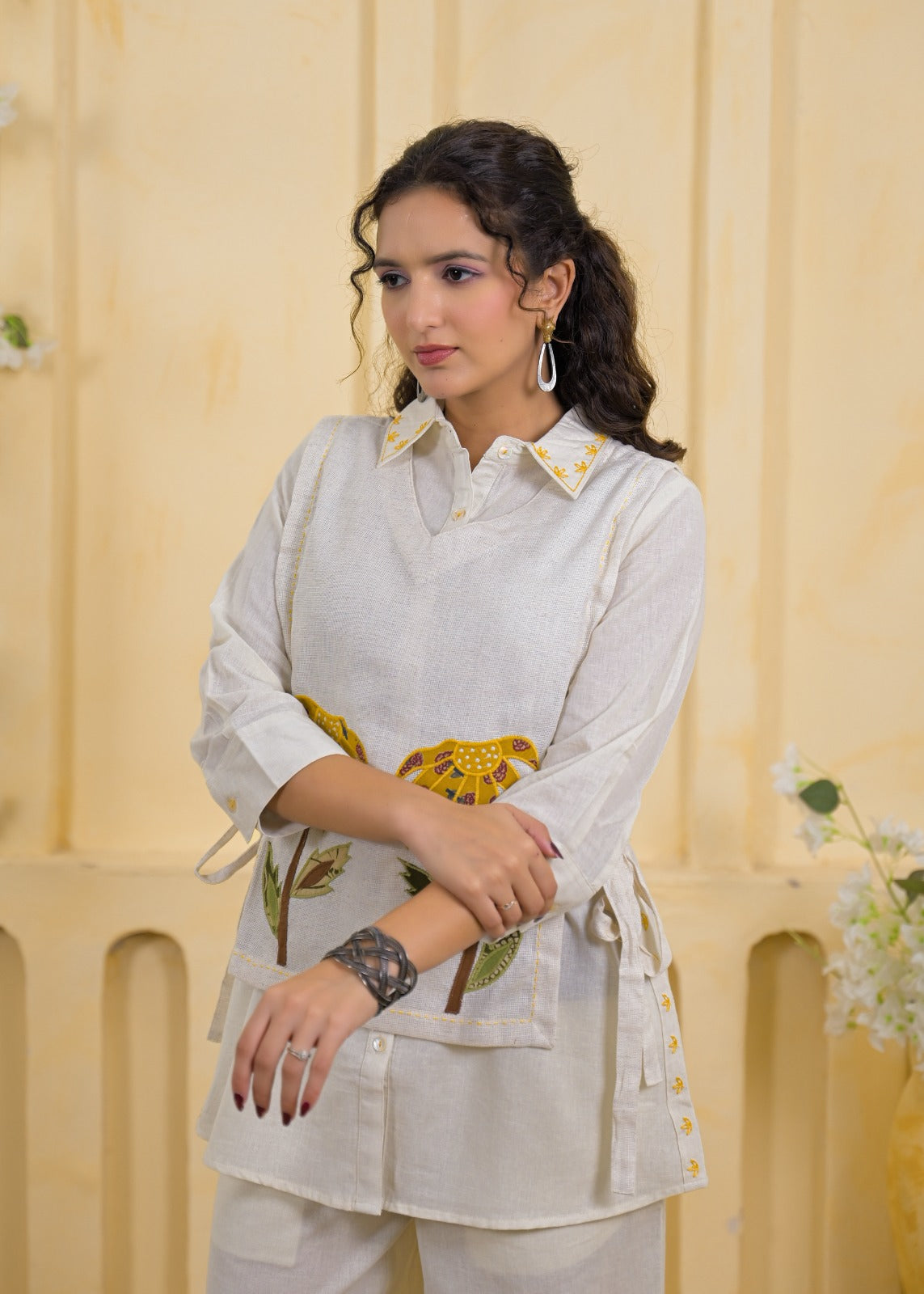 Embroidered Shirt with Slip Dress