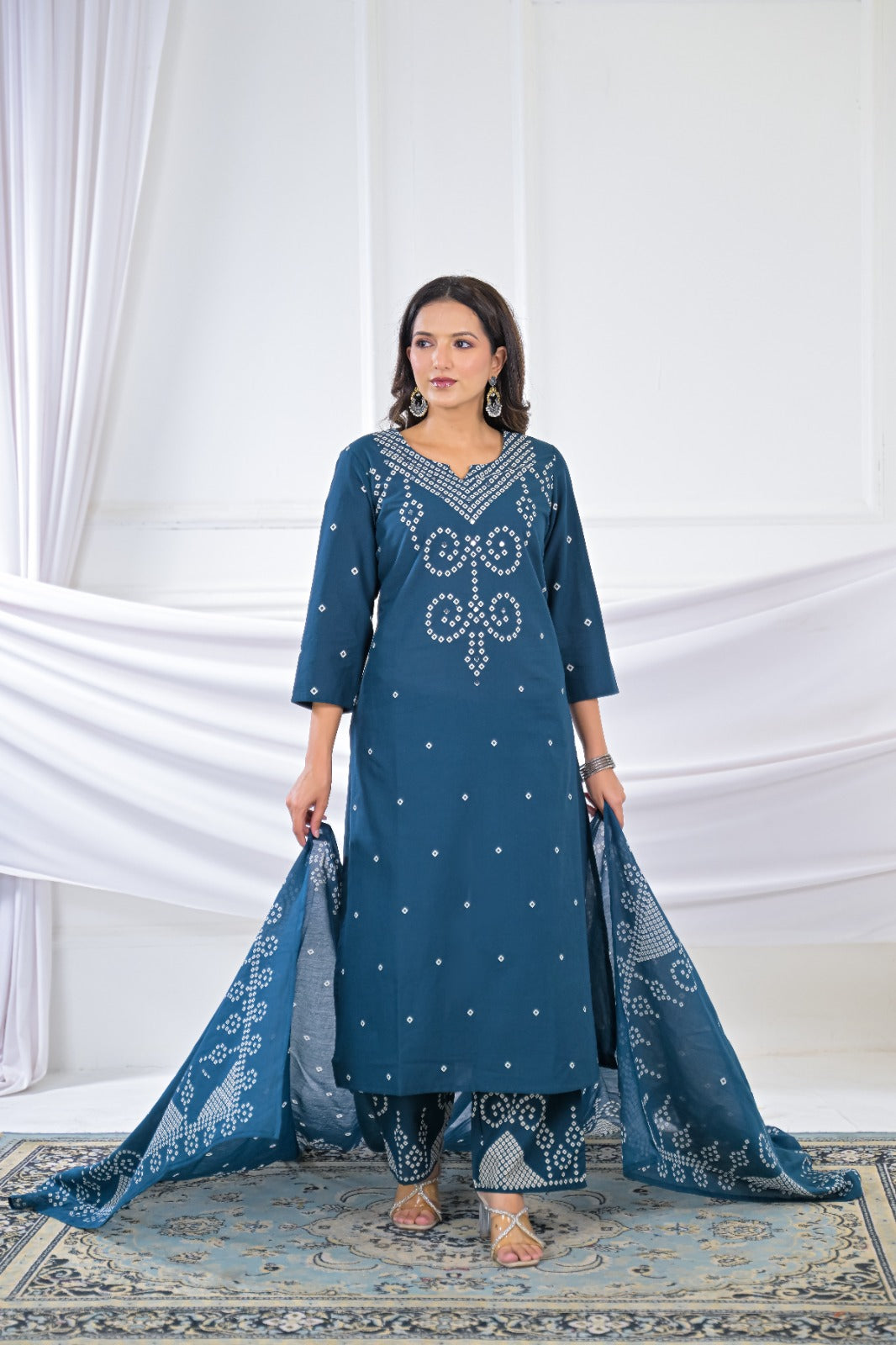 Bandhani Printed 3-Piece Kurta Set with Dupatta
