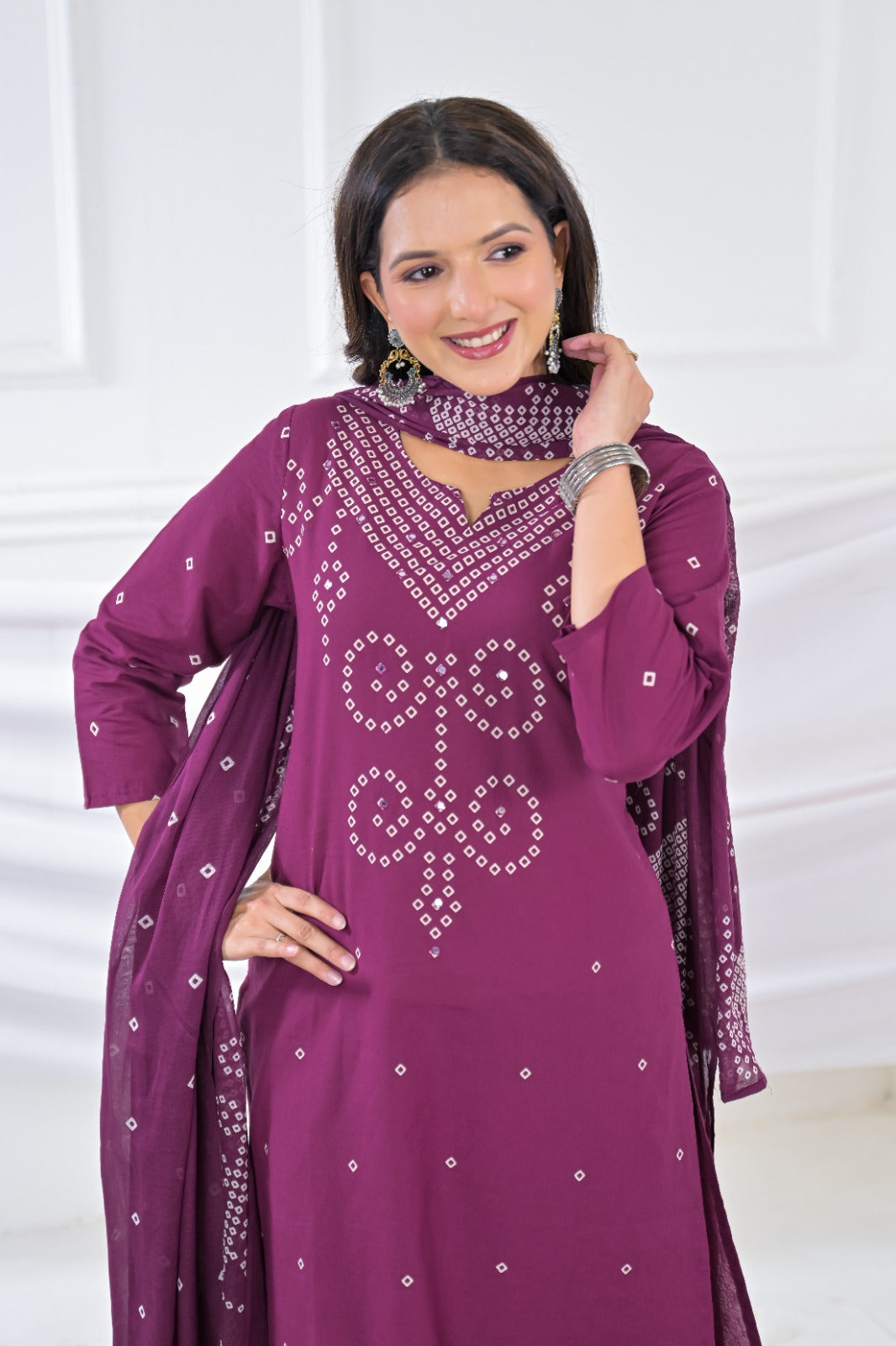 Bandhani Printed 3-Piece Kurta Set with Dupatta