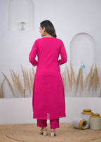 Embroidered Straight Kurta Pant Set with Dupatta