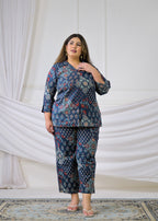 Printed Collar Neck Co-Ord Set