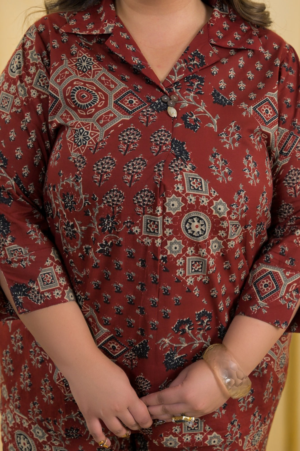 Printed Collar Neck Co-Ord Set