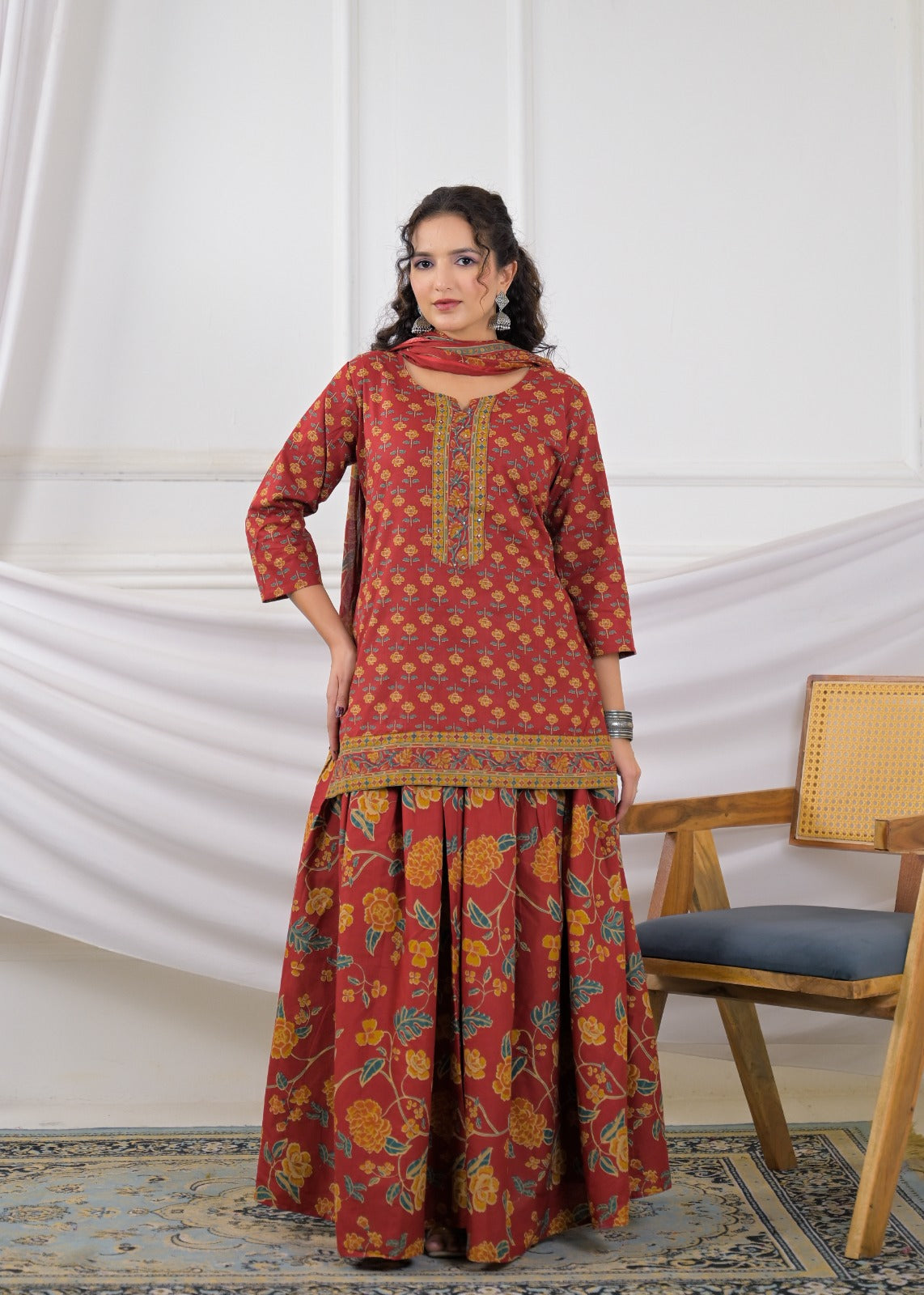 Floral Printed Sharara Suit Set